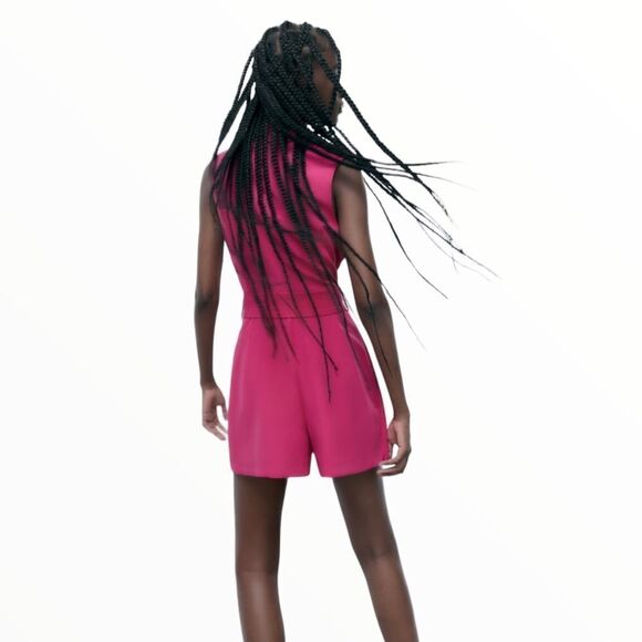 ZARA | Fuchsia | BUCKLE BELT BLAZER JUMPSUIT - Picture 7 of 15
